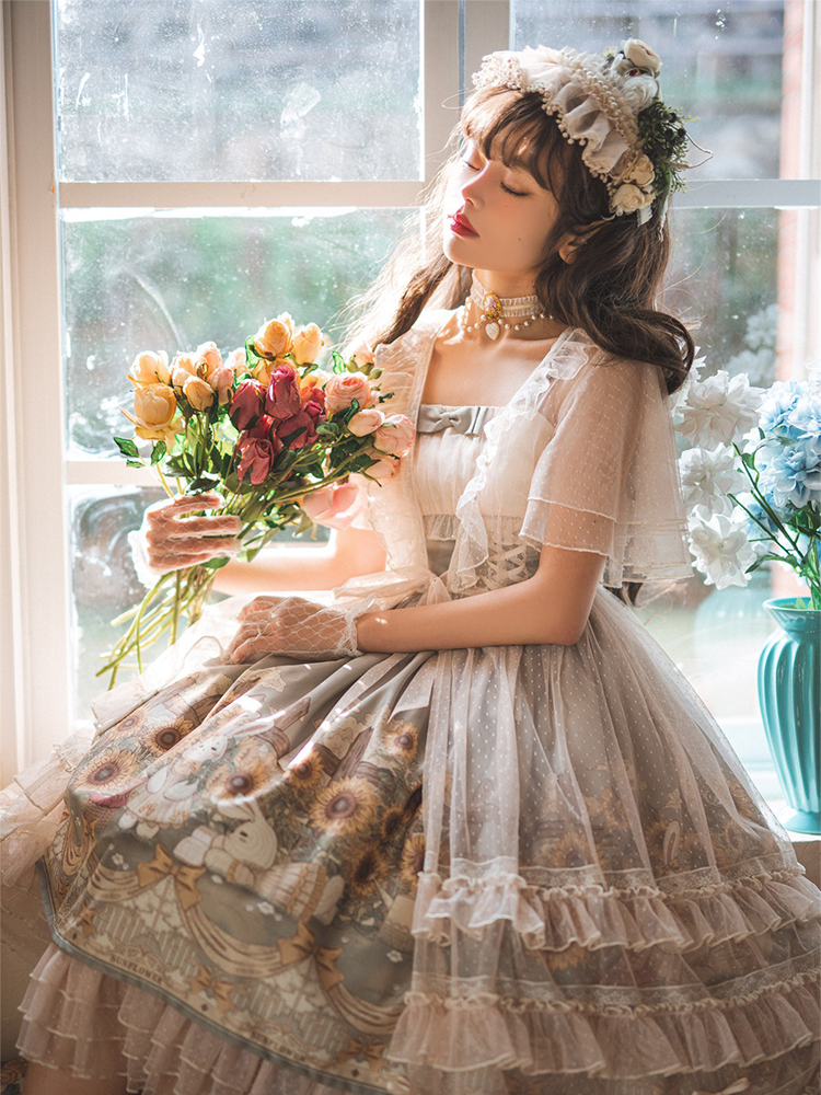 JSK & Lace Overall ♥Ready to Ship♥Sunflower Story♥Sweet Lolita Dress