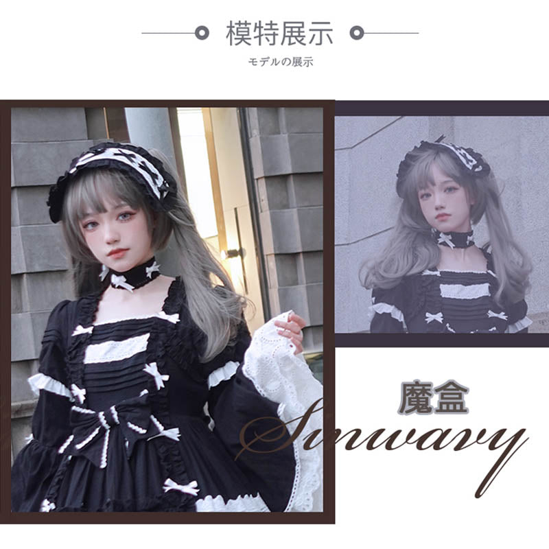 4 Options Flax Gray Short Wig with Removable Ponytails Wig