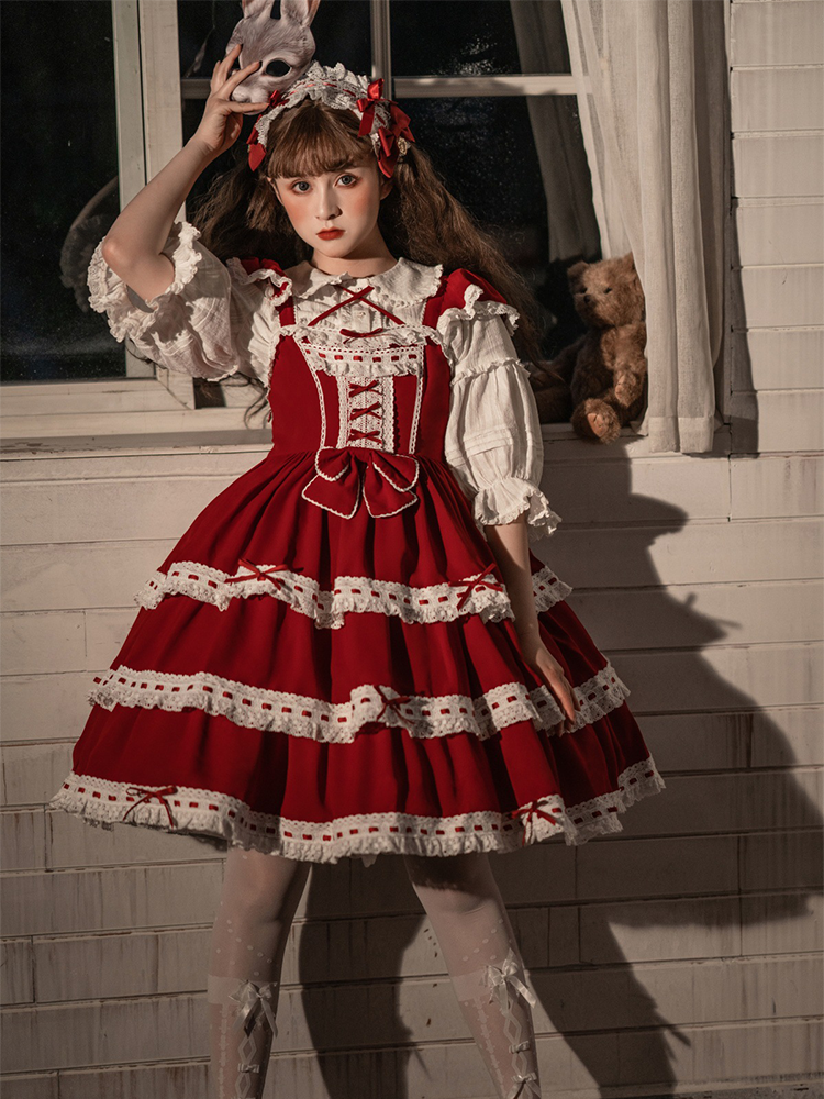 red lolita dress JSK Dress♥Ready to Ship♥ Antique Doll ♥Lolita Dress – nbsama