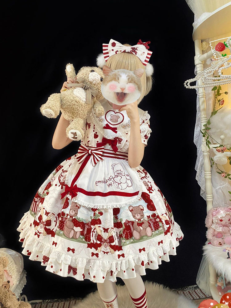 OP & Apron Set♥ Ready to Ship ♥Strawberry Mannor♥Sweet Lolita Dress
