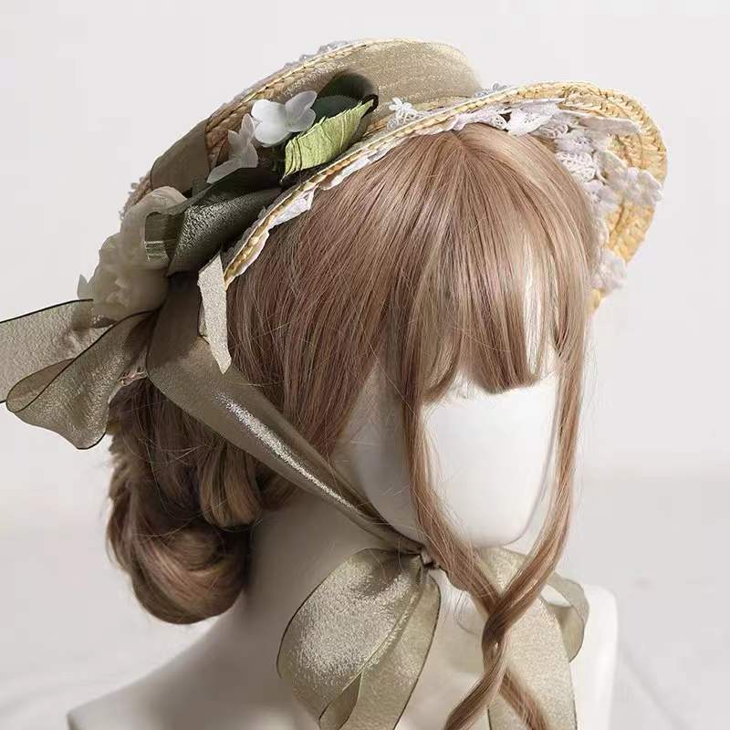 Lolita Vintage Flower Straw Hat
