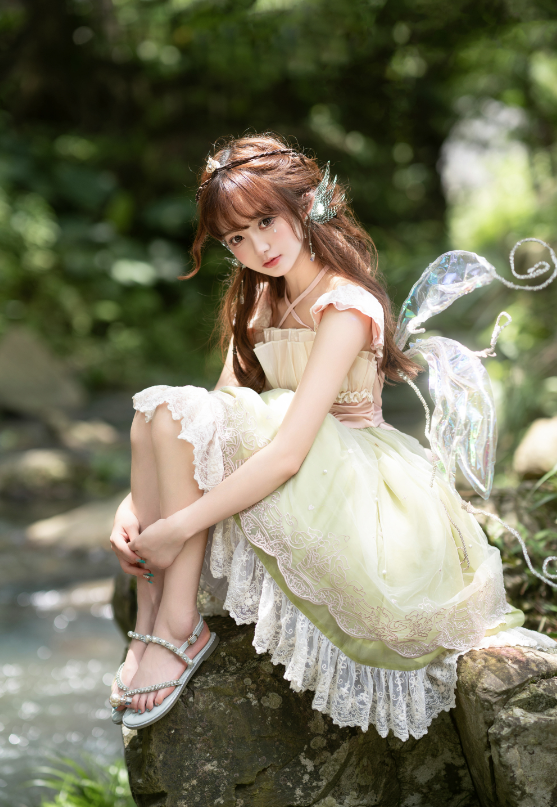 JSK Dress♥Ready to Ship♥A Little Bear Picking Orchid ♥Sweet Lolita Dress
