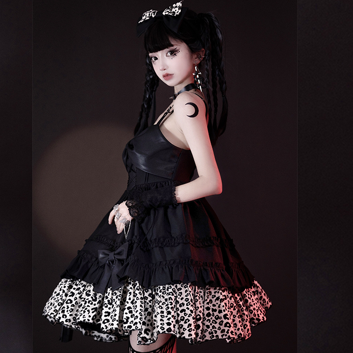 JSK♥ Ready to Ship♥Little Leopard ♥Sweetheart Neckline Punk Lolita Dress JSK