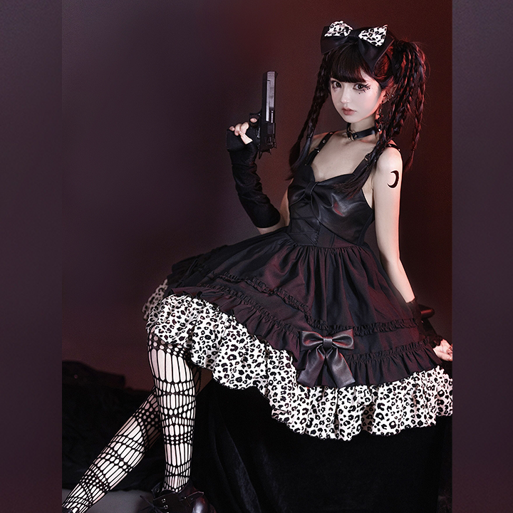 JSK♥ Ready to Ship♥Little Leopard ♥Sweetheart Neckline Punk Lolita Dress JSK