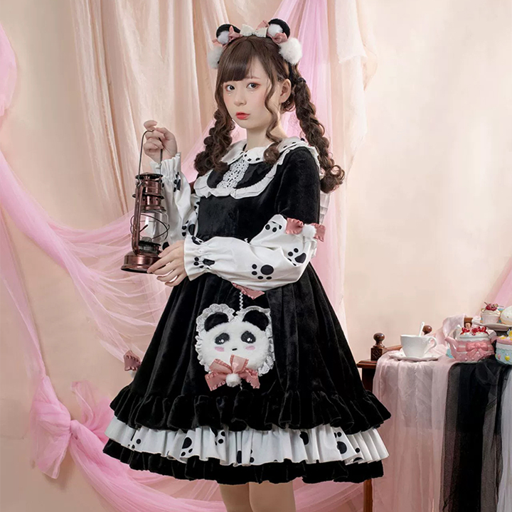 OP♥ Ready to Ship♥Pocket Panda ♥Peter Pan Collar Long Sleeves Sweet Lolita Dress OP