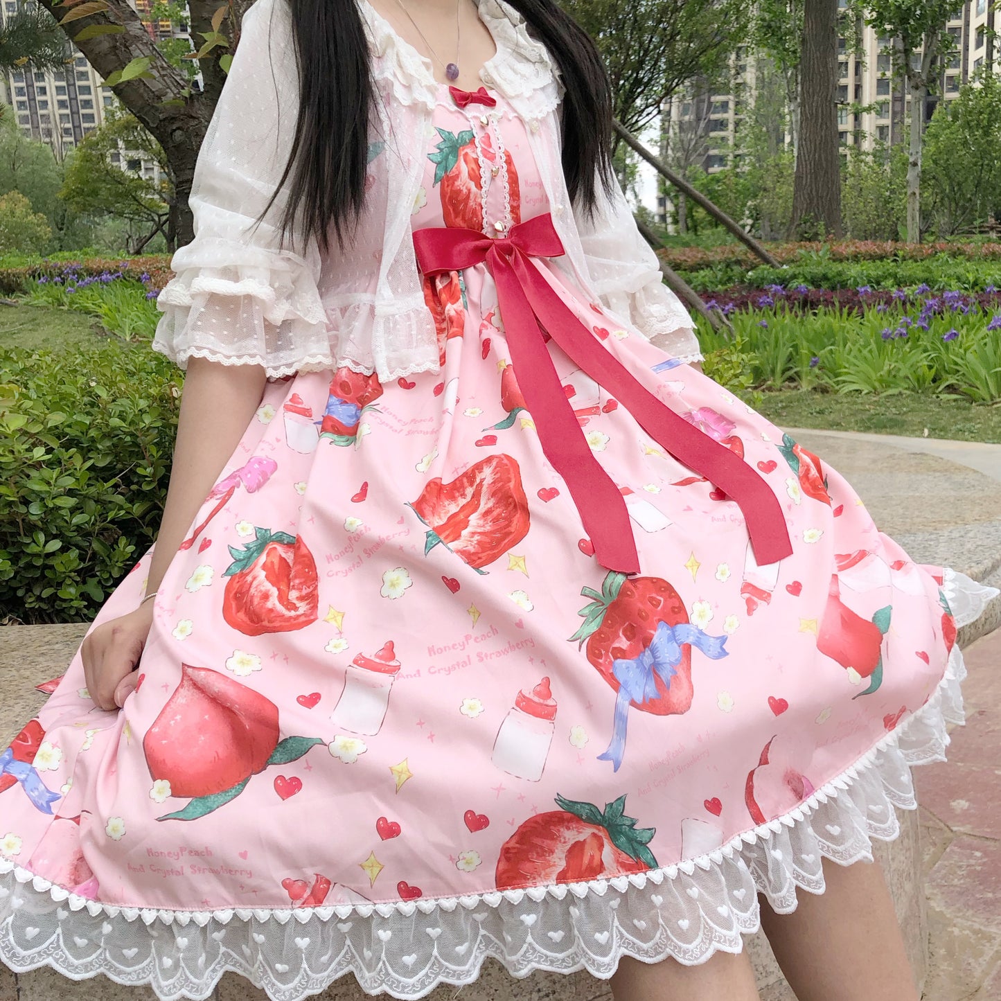 JSK♥ Ready to Ship♥Strawberry Peach♥ Sweet Lolita Dress JSK