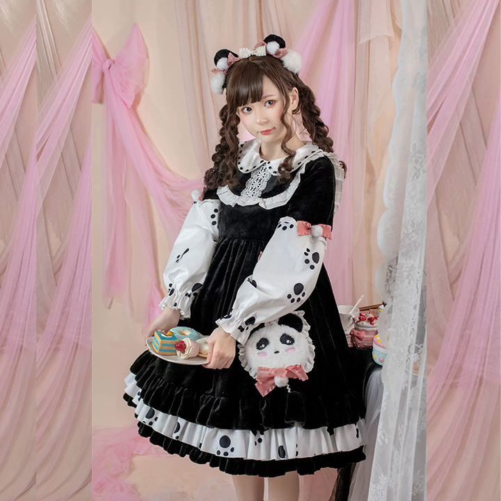 OP♥ Ready to Ship♥Pocket Panda ♥Peter Pan Collar Long Sleeves Sweet Lolita Dress OP