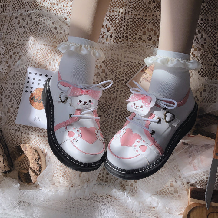 Sweet Round Head Lace-up Teddy Bear Lolita Shoes