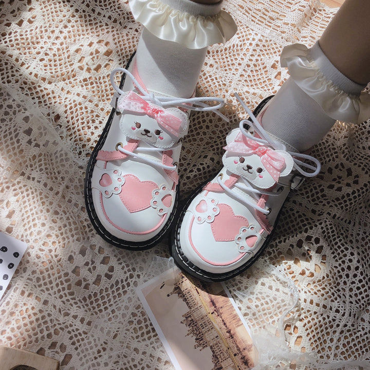 Sweet Round Head Lace-up Teddy Bear Lolita Shoes