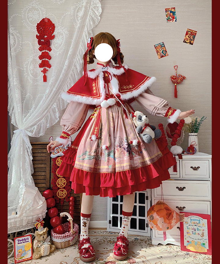 JSK Full Set♥Ready to Ship♥Red Panda ♥Chinese Style Lolita Dress