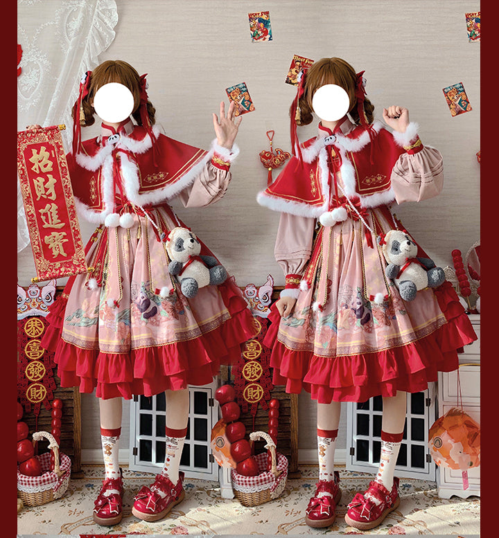 JSK Full Set♥Ready to Ship♥Red Panda ♥Chinese Style Lolita Dress