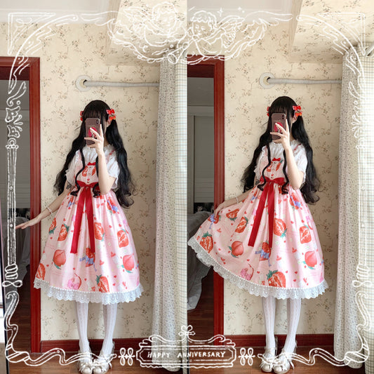 JSK♥ Ready to Ship♥Strawberry Peach♥ Sweet Lolita Dress JSK