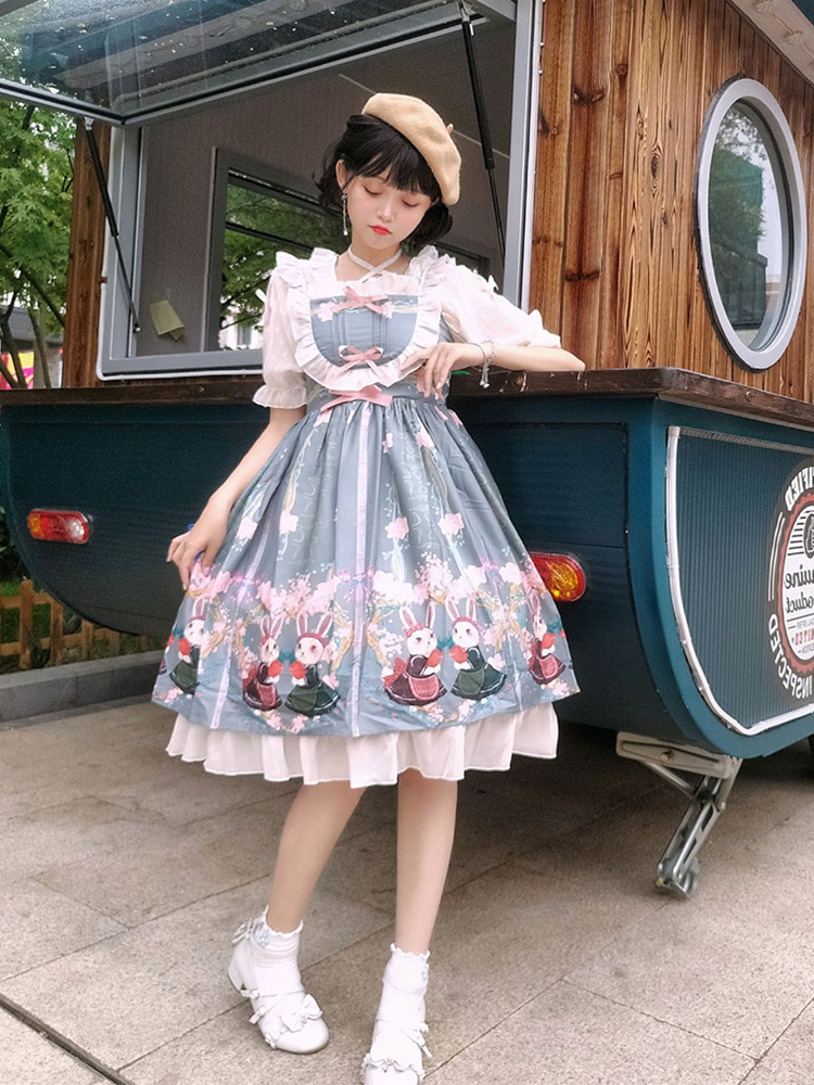 OP&JSK Dress♥Ready to Ship♥ Picnic Bunny ♥Sweet Lolita Dress