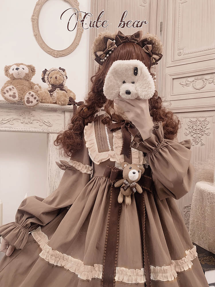OP Dress♥Ready to Ship♥Caramel Teddy Bear♥Sweet Lolita Dress
