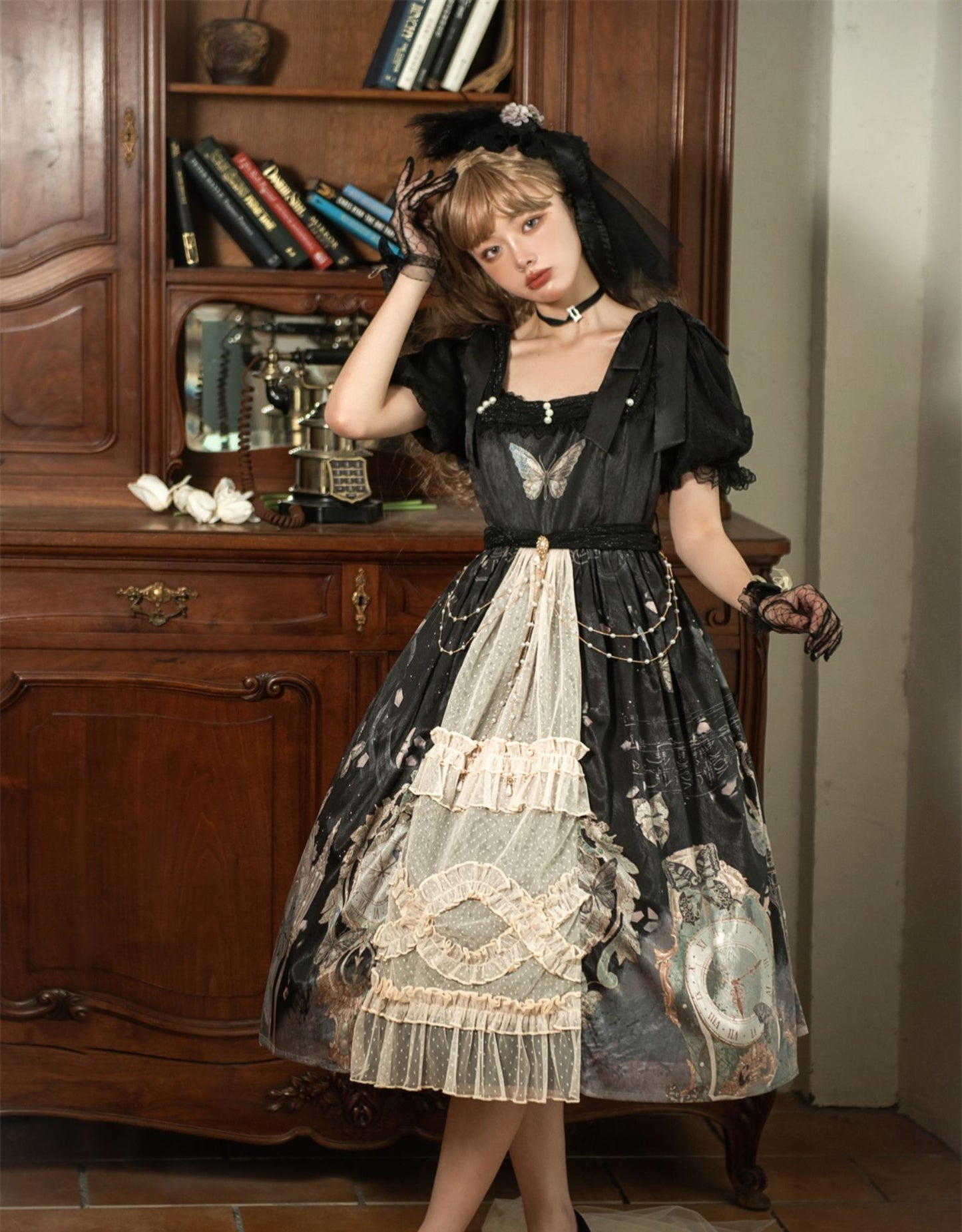 OP ♥Ready to Ship♥The Clock and Butterfly♥Lolita Dress