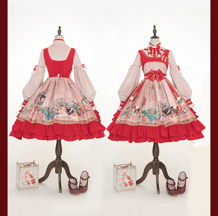 JSK Full Set♥Ready to Ship♥Red Panda ♥Chinese Style Lolita Dress