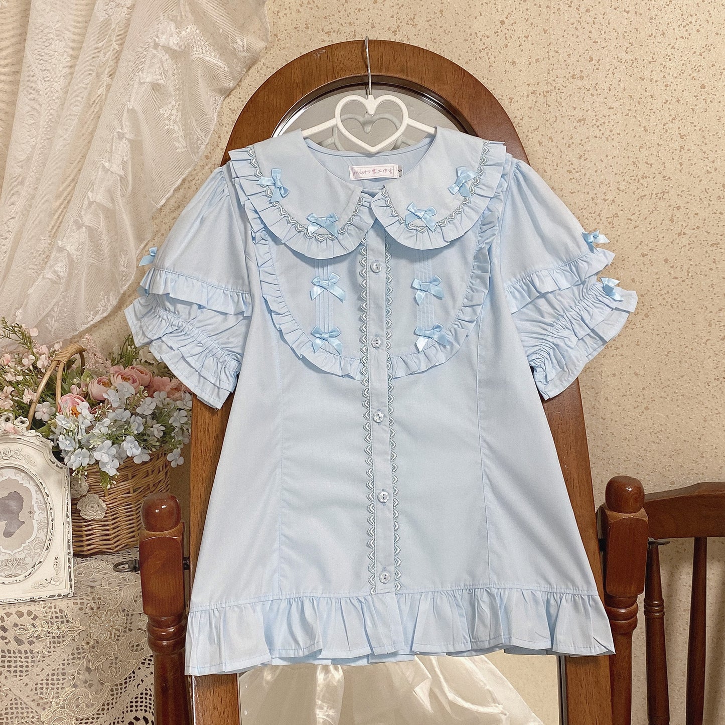 8 Clours Sweet Bubble Sleeve Blouse By Mist Studio