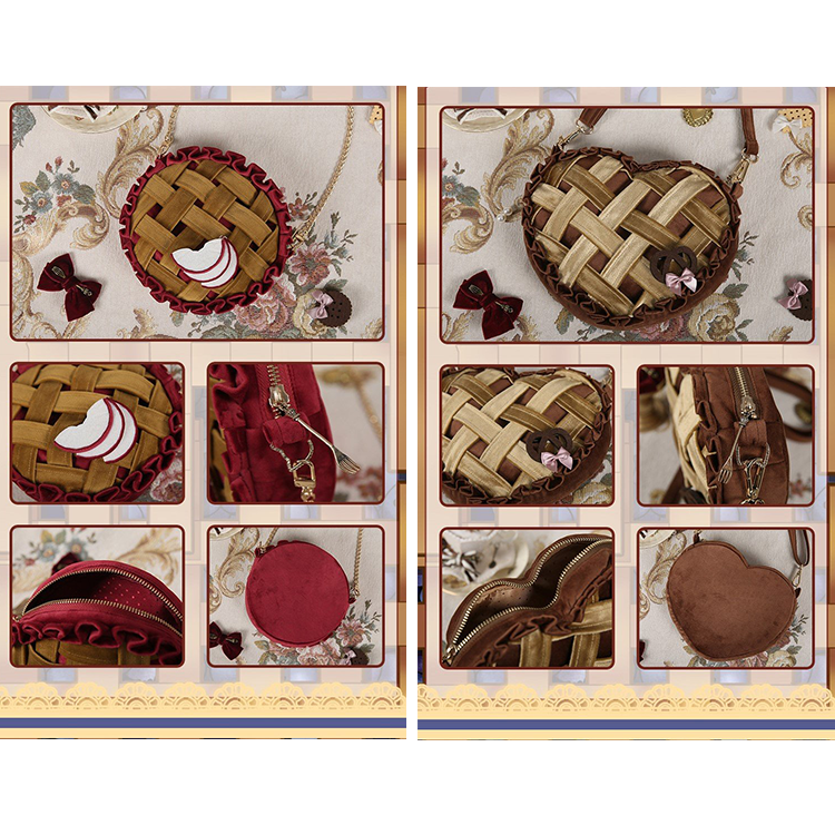 Velvet 3-D Fruit Pie Elegant Lolita Crossbody Bag by Star Box