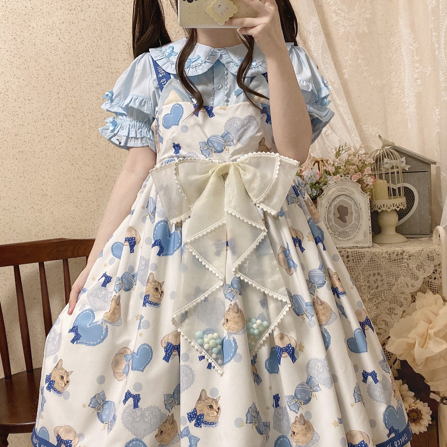 8 Clours Sweet Bubble Sleeve Blouse By Mist Studio