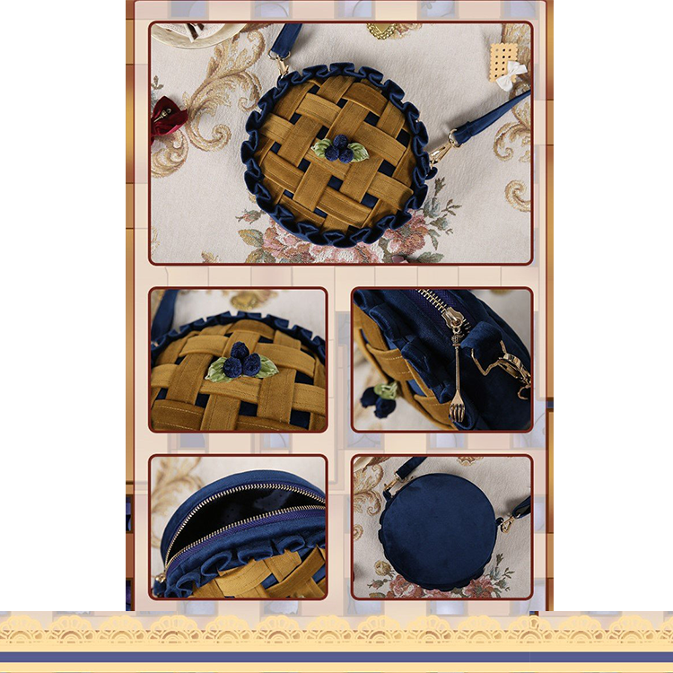 Velvet 3-D Fruit Pie Elegant Lolita Crossbody Bag by Star Box