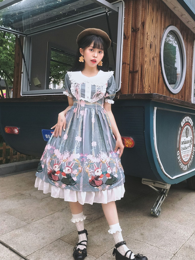 OP&JSK Dress♥Ready to Ship♥ Picnic Bunny ♥Sweet Lolita Dress
