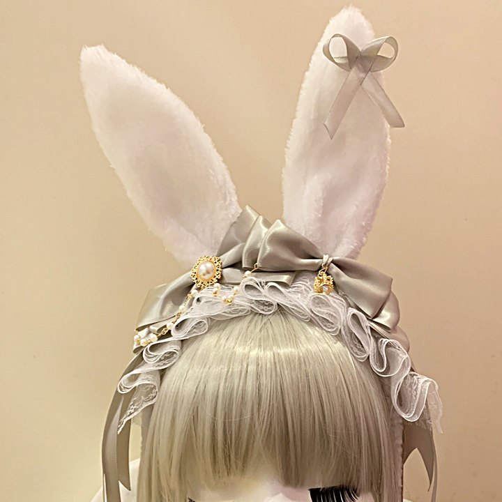 KC Lolita Kawaii Bow Headband Rabbit Ears Handmade