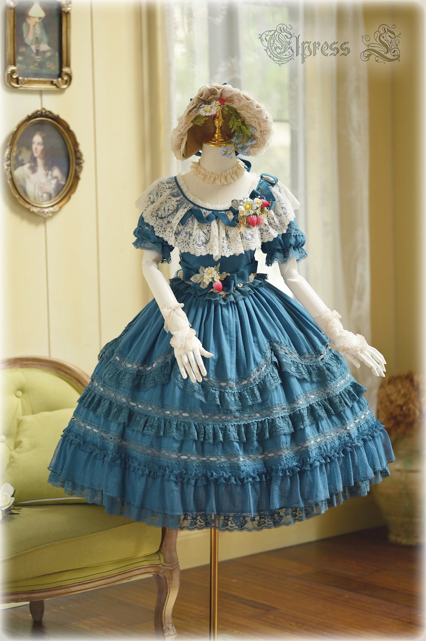 OP Dress Full Set♥Pre-order 3 months♥ Xingxiang Blue Color ♥Sweet Lolita Dress