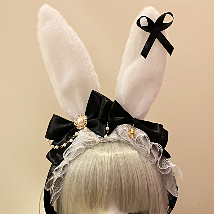 KC Lolita Kawaii Bow Headband Rabbit Ears Handmade