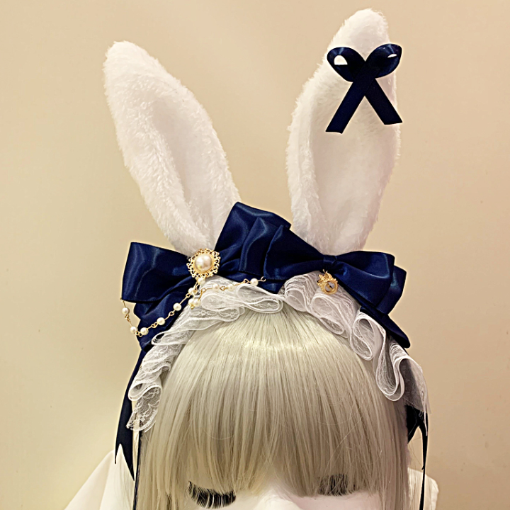 KC Lolita Kawaii Bow Headband Rabbit Ears Handmade