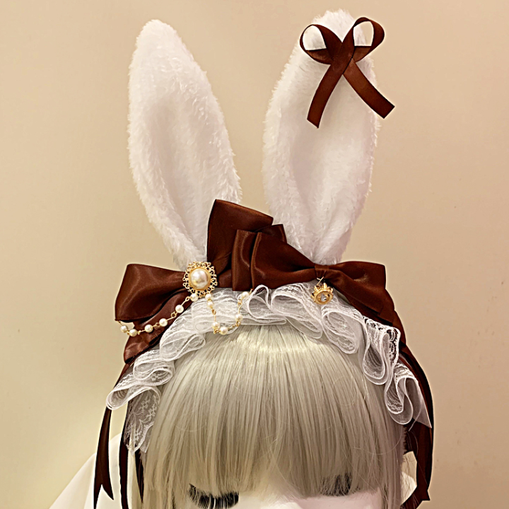 KC Lolita Kawaii Bow Headband Rabbit Ears Handmade