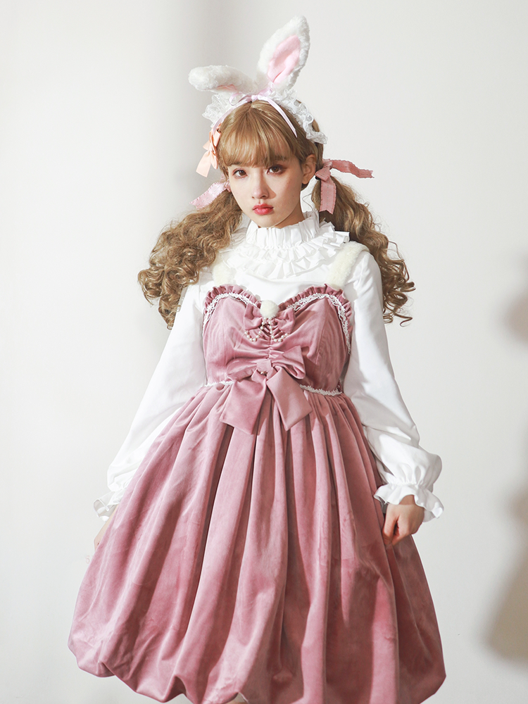 JSK ♥Ready to Ship♥Frosting Pink Sweetheart ♥ Velvet Classic Lolita Dress