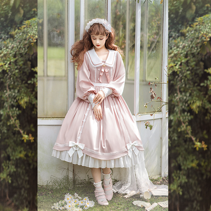 OP Dress♥Ready to Ship♥ Pink Sweet Elegant Lolita Dress Long Sleeve