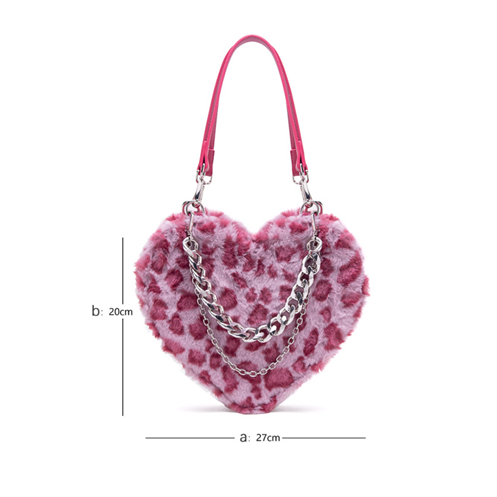 Lolita Pink Leopard Print Heart Shape Crossbody Bag