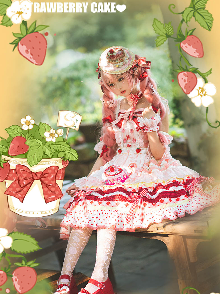 JSK Full Set ♥Pre-order♥Strawberry Cake ♥Sweet Lolita Dress