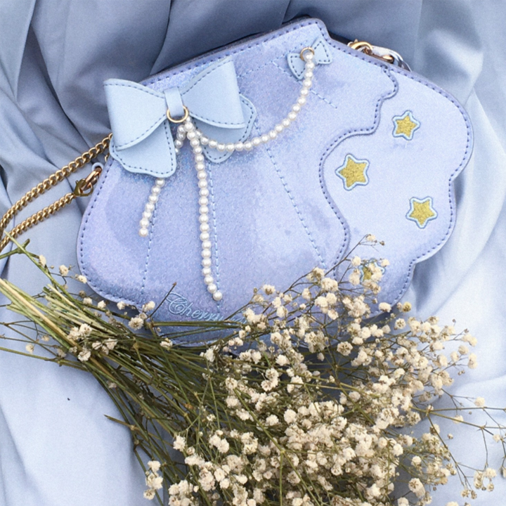 Sweet Lolita Pink Laser Shell Shape Bow Tie Handhold Crossbody Bag