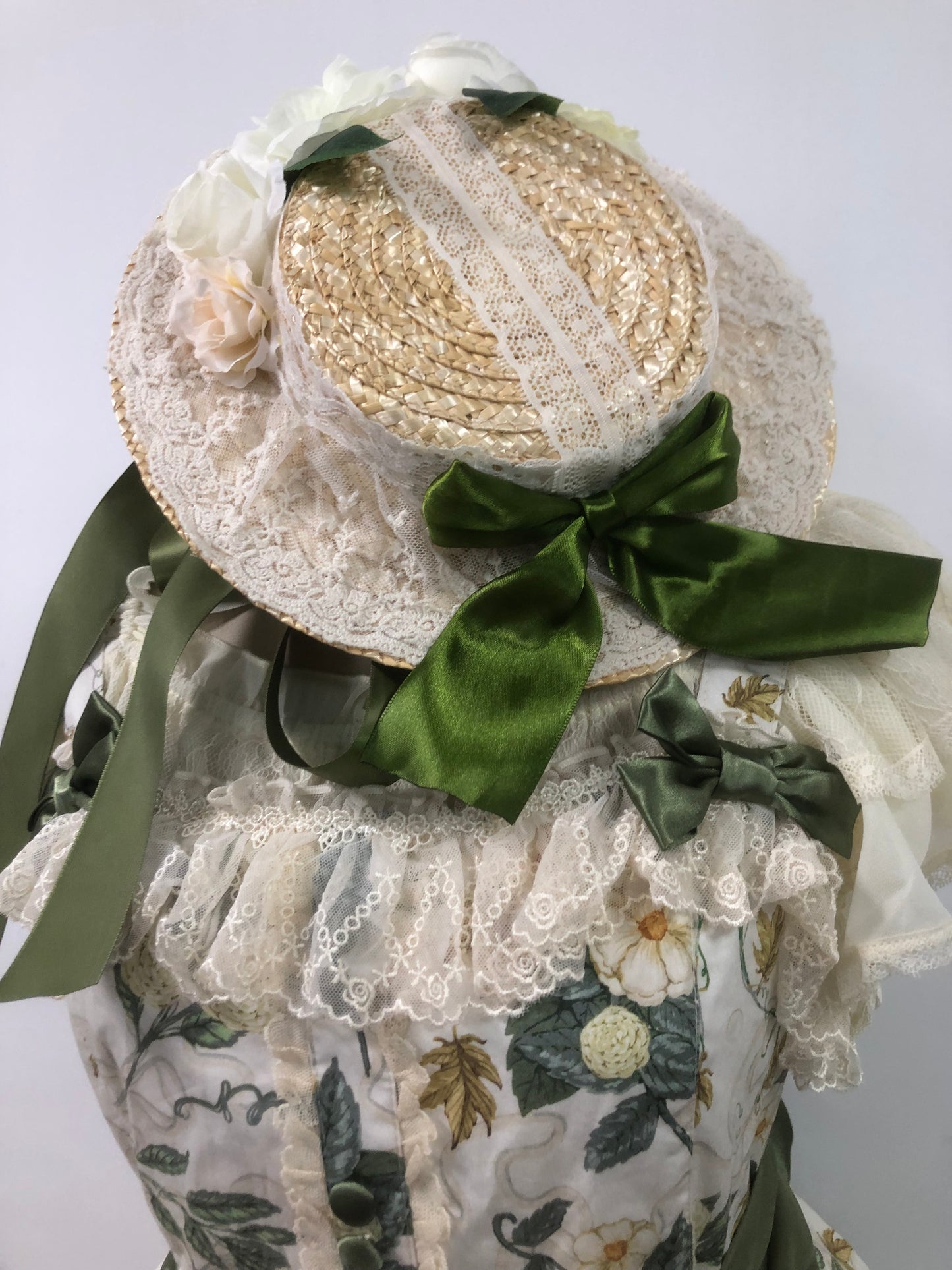 Handmade Floral Green Lolita Straw Hat by nbsamalolita