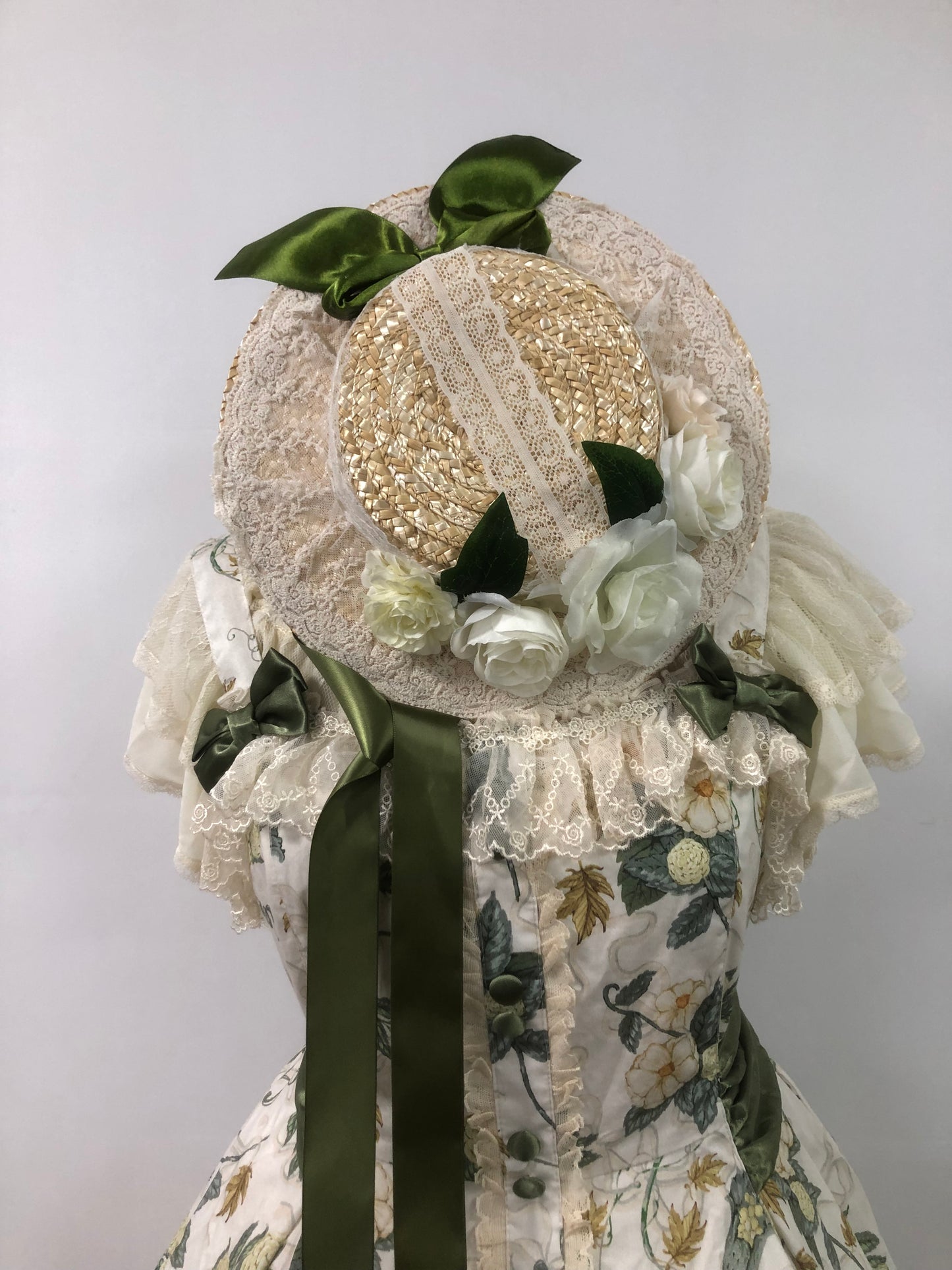 Handmade Floral Green Lolita Straw Hat by nbsamalolita