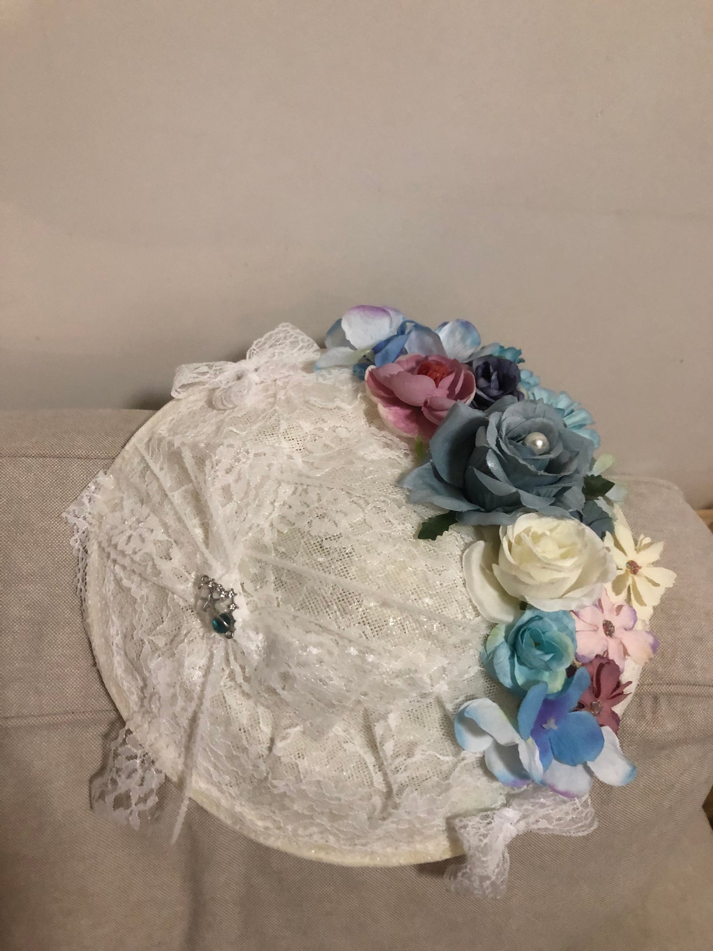 Handmade Floral Blue Lolita Side Hat by nbsamalolita