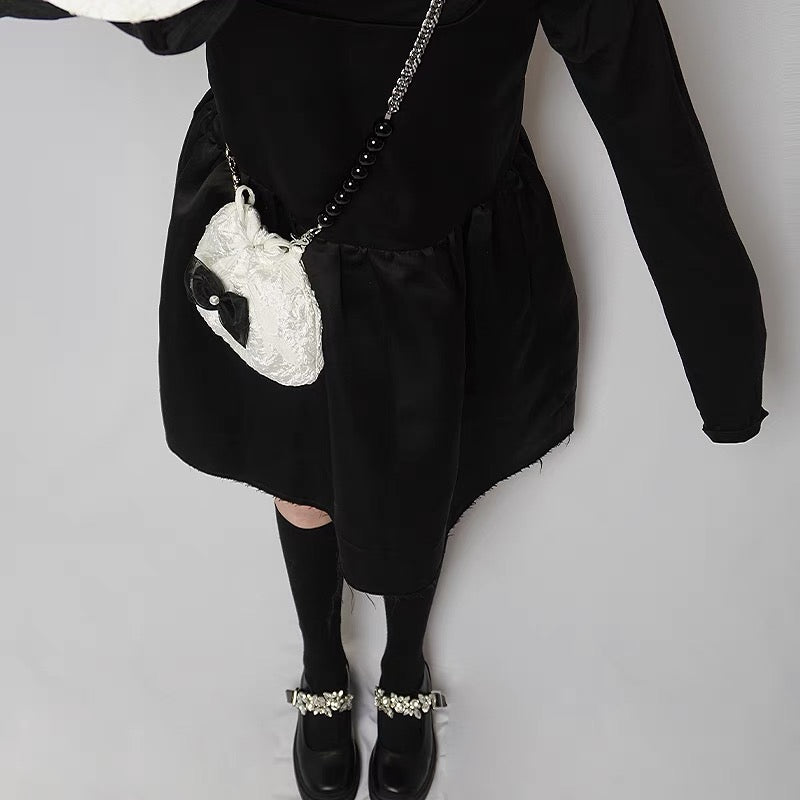 Black And White Bownot Cross-Body Bag