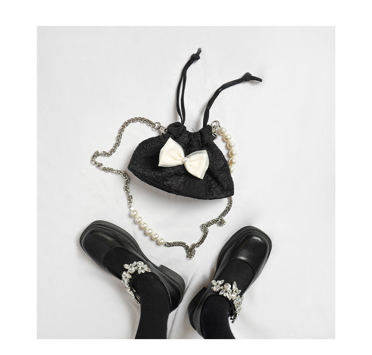 Black And White Bownot Cross-Body Bag