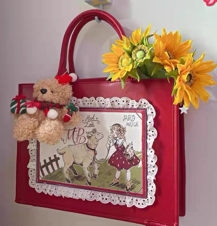 Lullaby Red Lolita High-Capacity Handbag