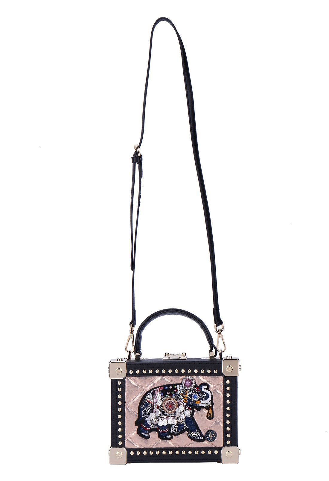 Abstract Embroidery Elephant Square Handbag/Cross-Body Bag