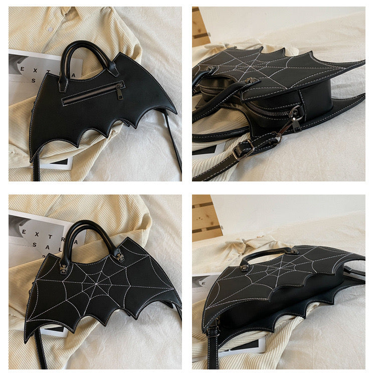 Gothic Bat Spider Web Handbag/Cross-Body Bag
