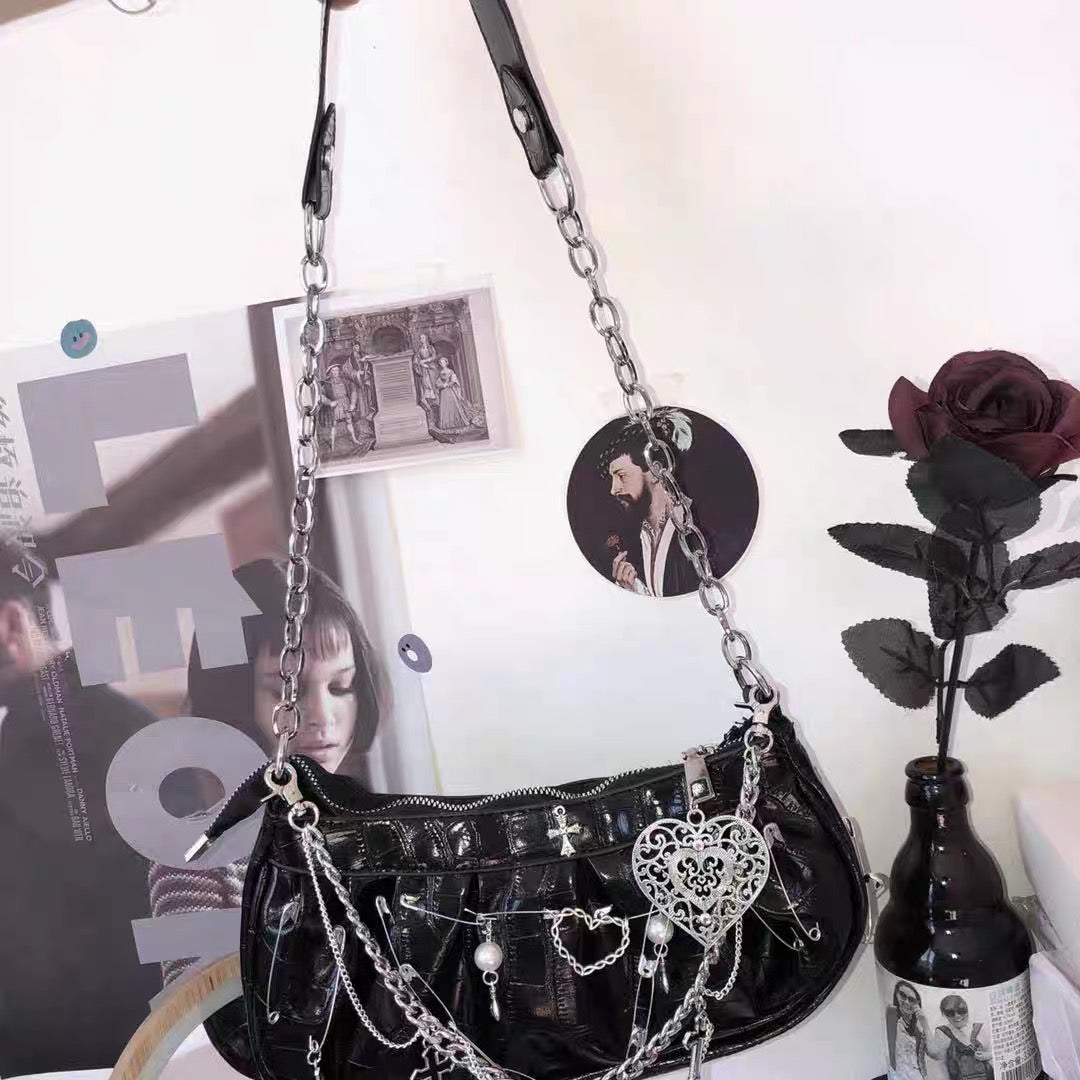 Y2K Gothic Dumpling Pleated Shoulder Bag