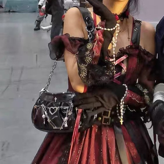 Y2K Gothic Dumpling Pleated Shoulder Bag