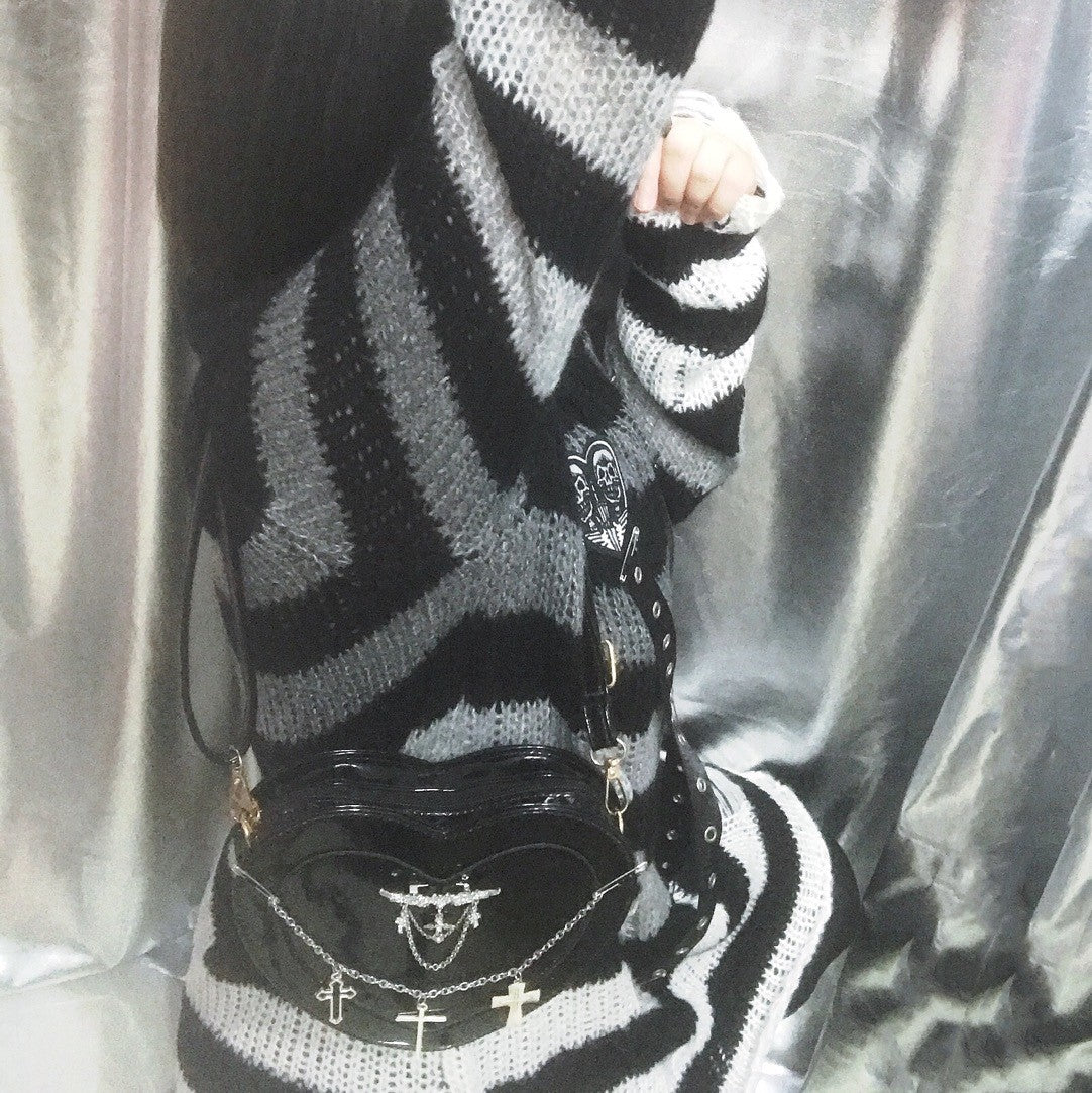 Y2K Gothic Velvet 3-D Heart Shaped Cross-Body Bag