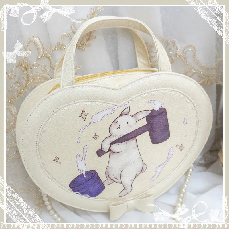 Rabbit Splashing Love Shaped Handbag/Corss-Body Bag