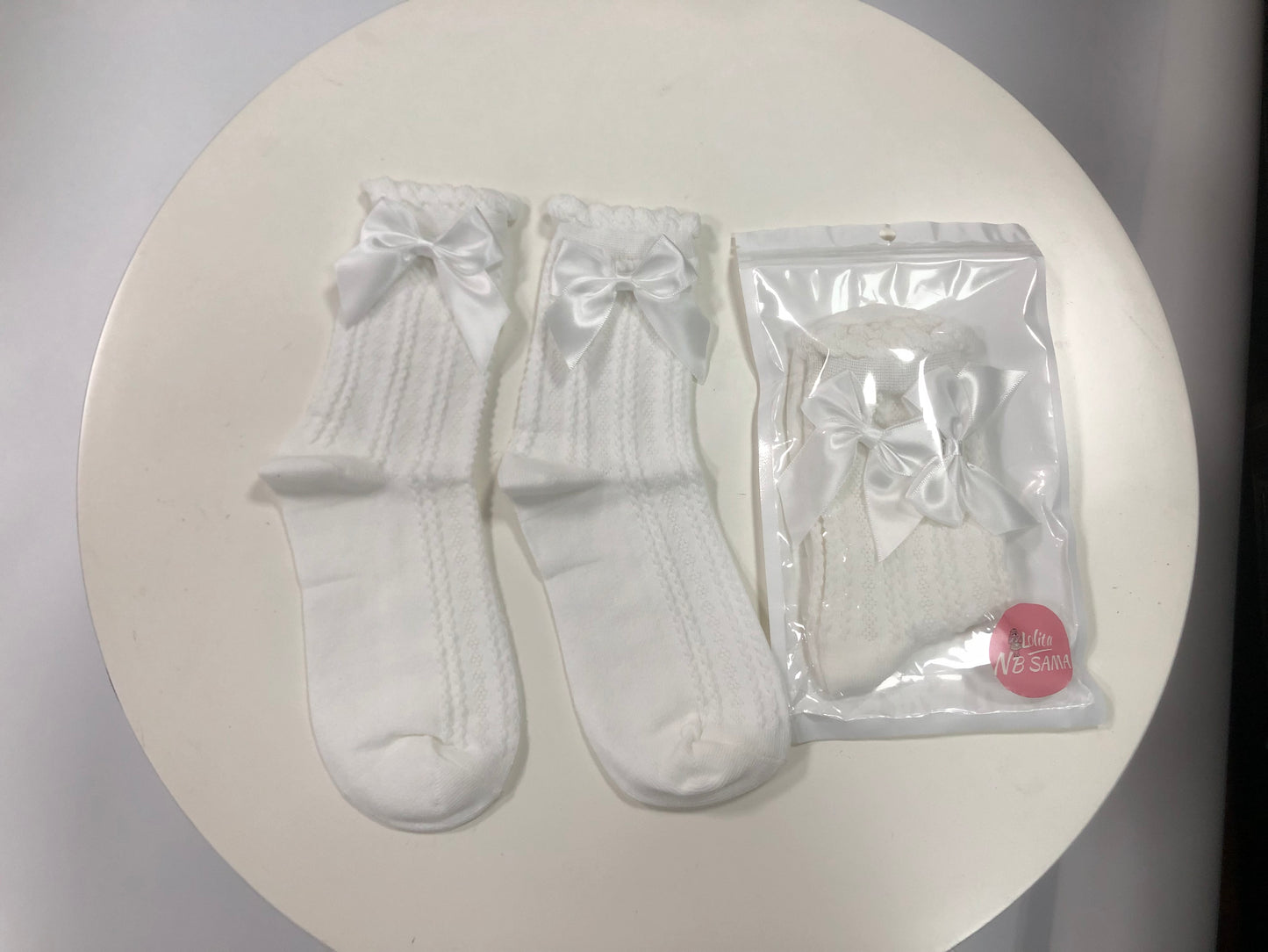Bow Tie Linen Lace Lolita Socks