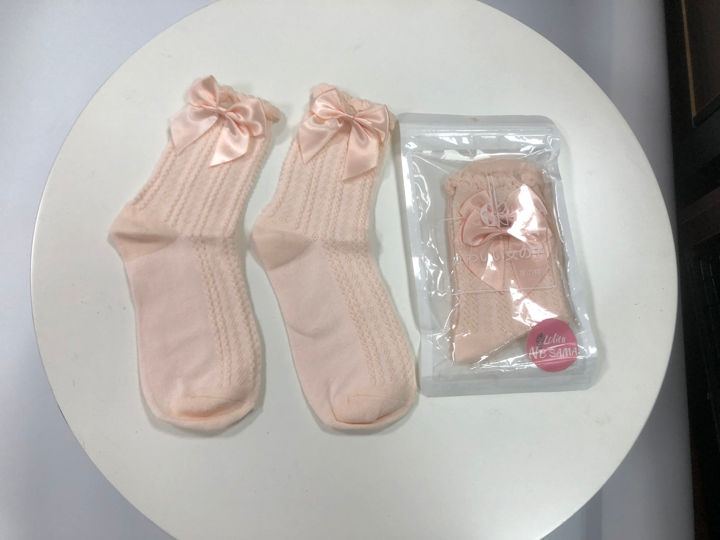 Bow Tie Linen Lace Lolita Socks