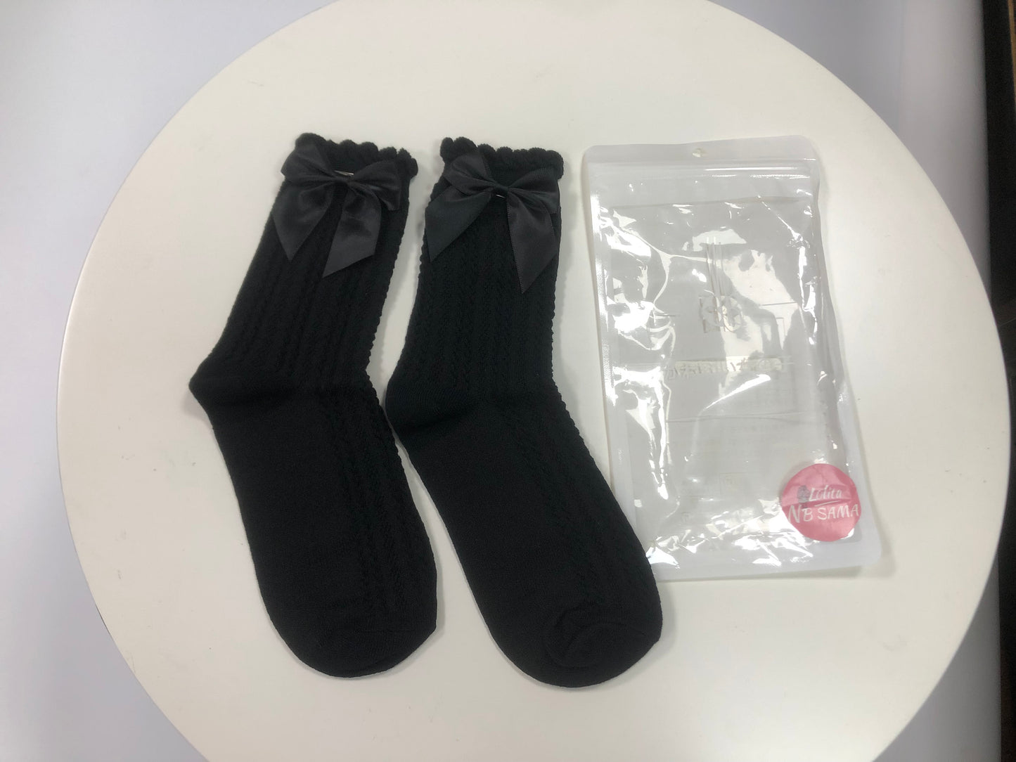 Bow Tie Linen Lace Lolita Socks